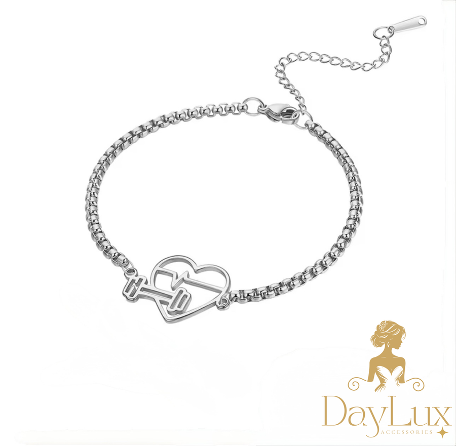 Heart and Dumbbell Adjustable Bracelet