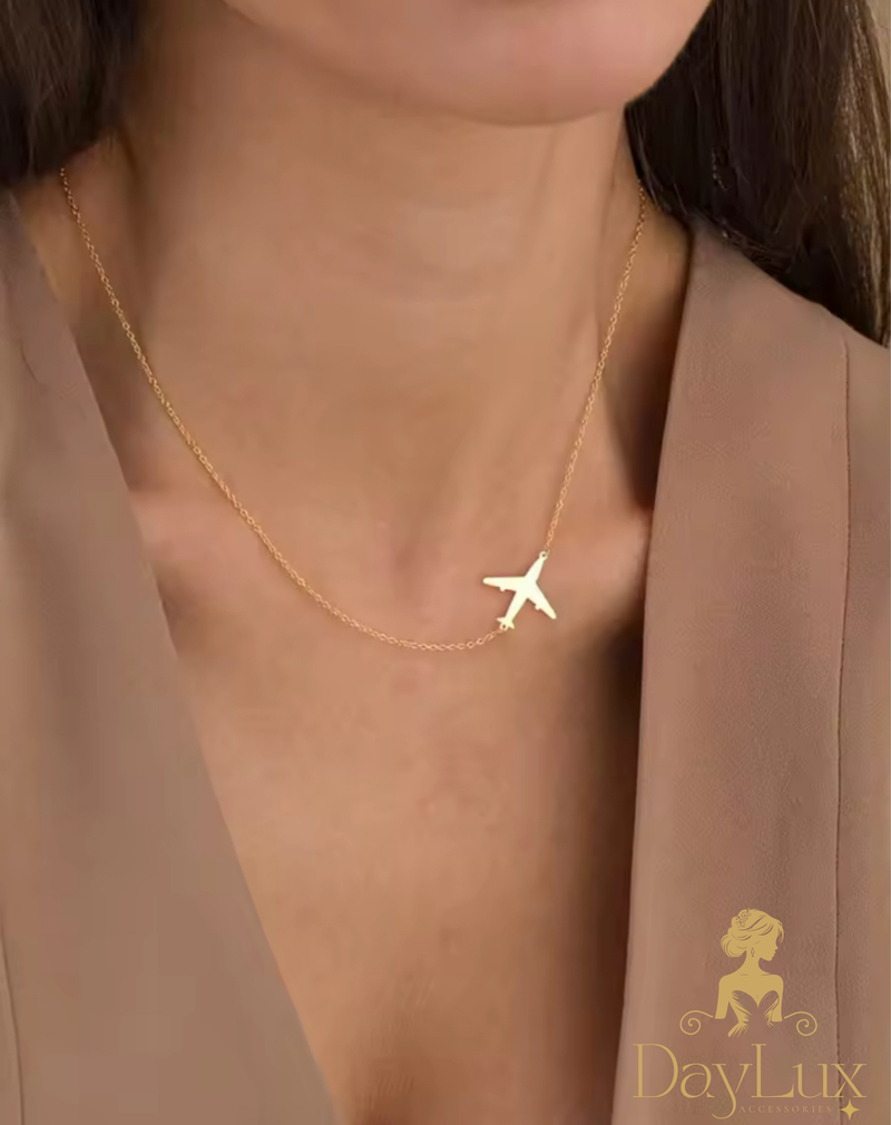 STAINLESS STEEL AIRPLANE NECKLACE