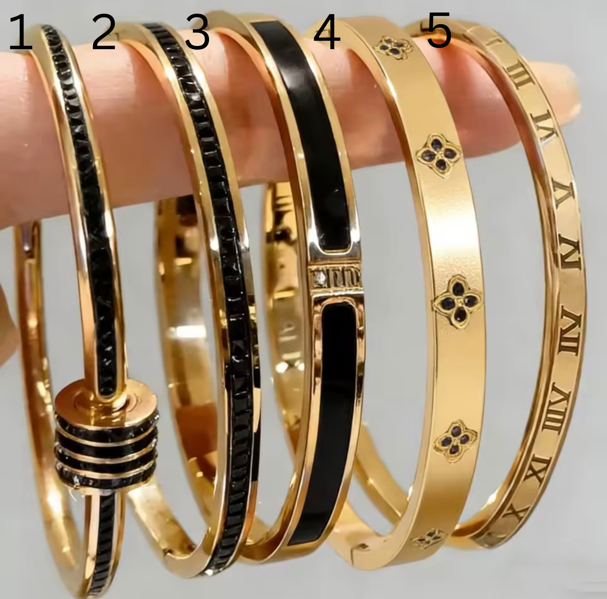 Gold Stainless Steel Bangle Collection (5 Styles Available)