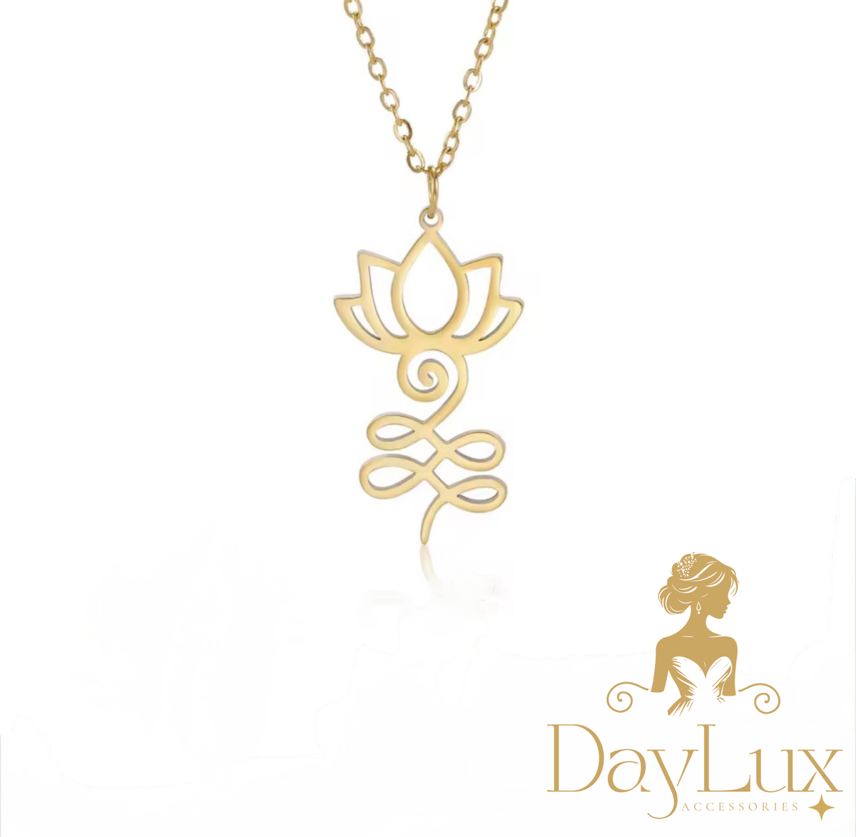 Lotus Flow Necklace – Gold Tone Stainless Steel