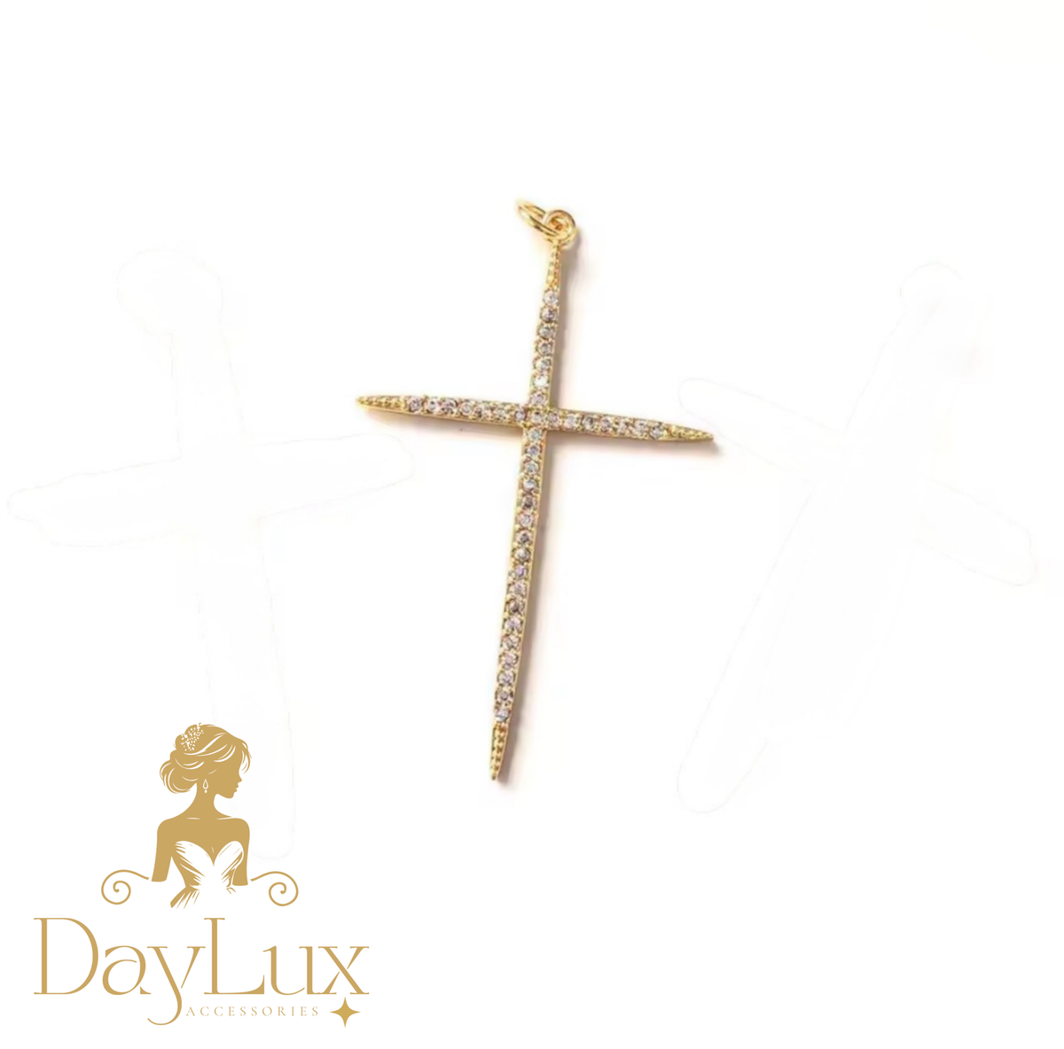 Crystal Cross Pendant – Gold-Plated