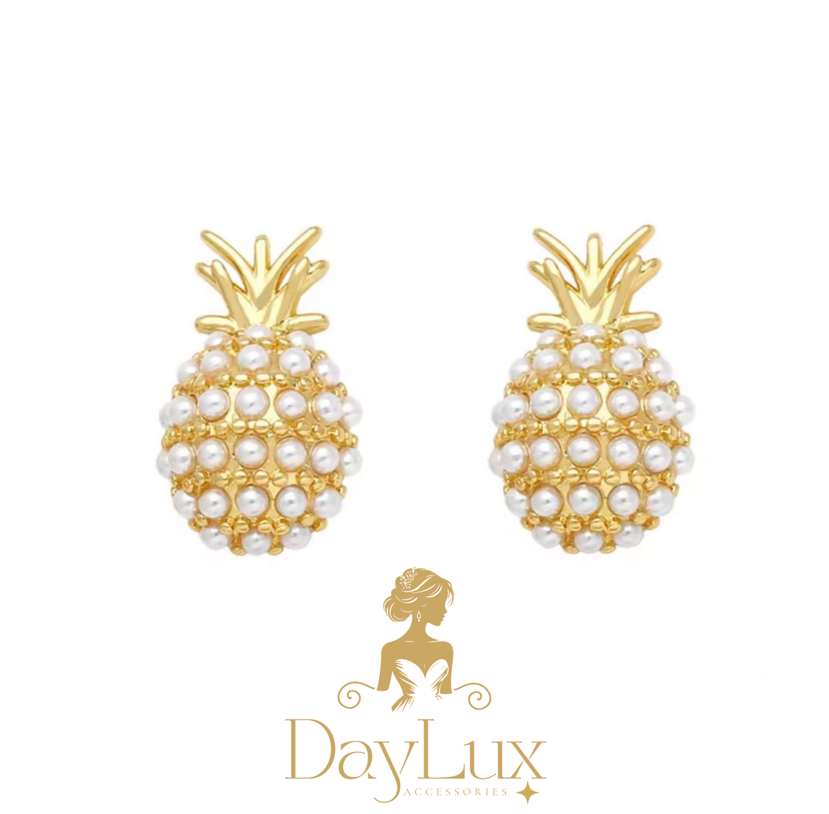 Pearl Pineapple Stud Earrings – Stainless Steel