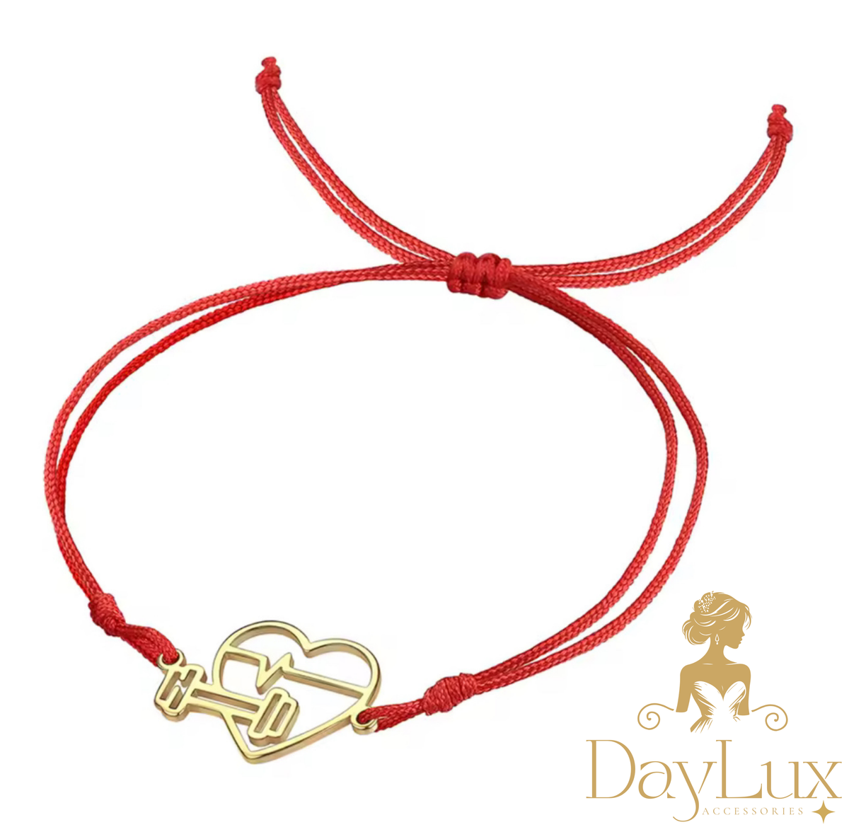 Heart and Dumbbell Adjustable Bracelet – Stainless Steel