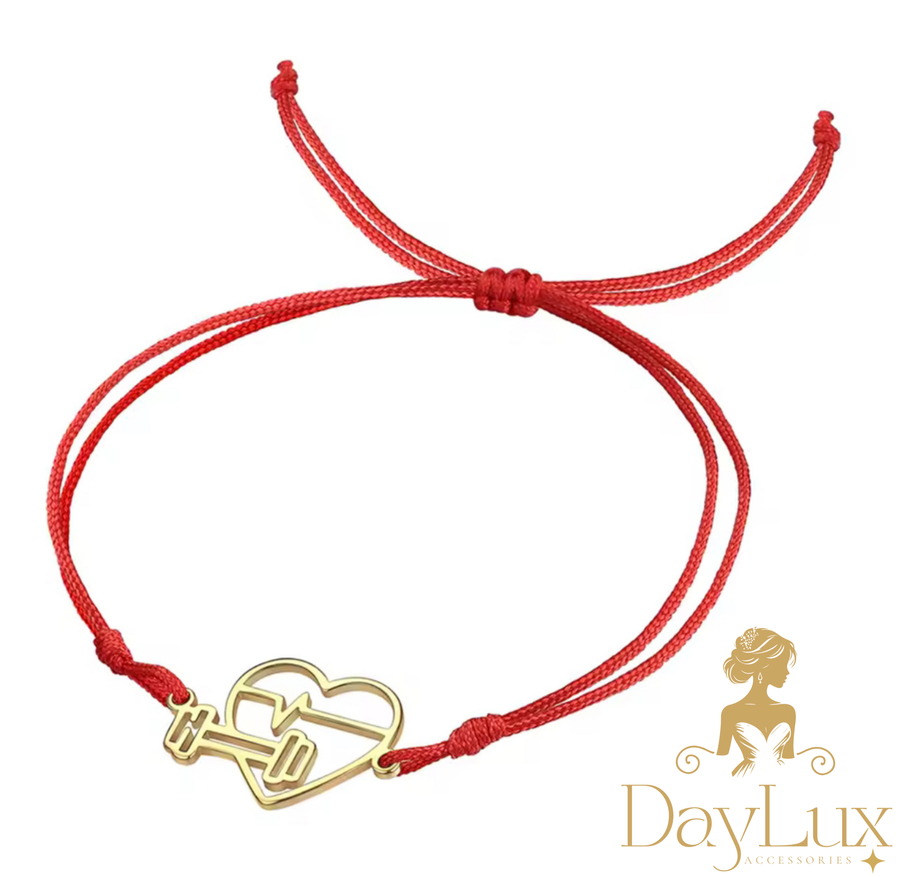 Heart and Dumbbell Adjustable Bracelet – Stainless Steel