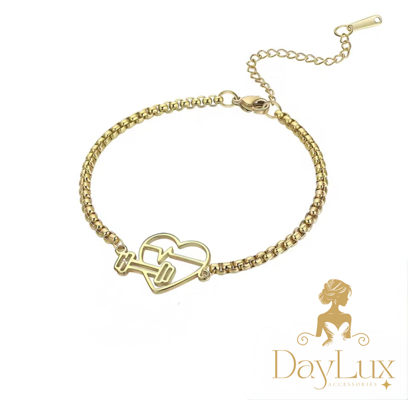 Heart and Dumbbell Adjustable Bracelet