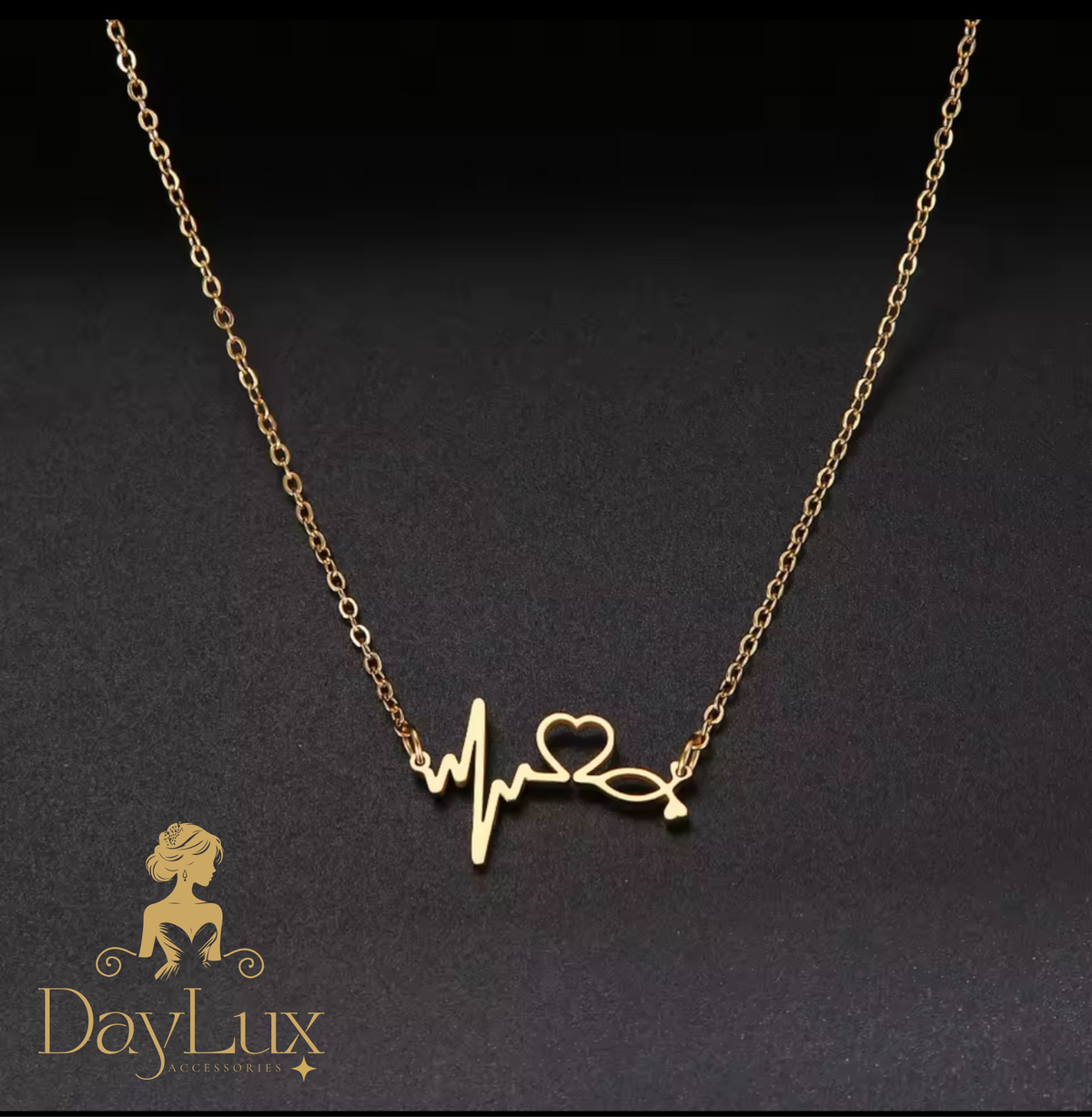 Stainless Steel Heartbeat &amp; Heart Necklace