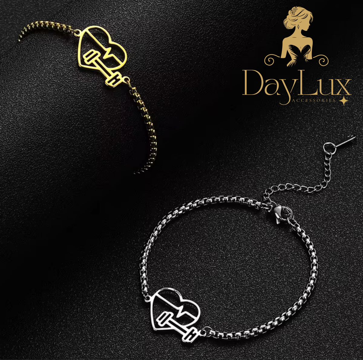 Heart and Dumbbell Adjustable Bracelet
