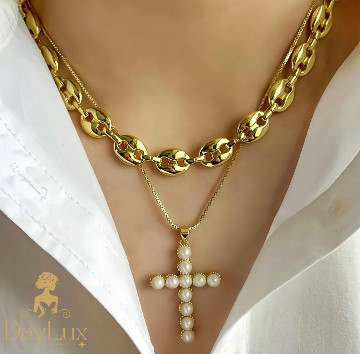 Stainless steel gold plated chain coffee bean link
