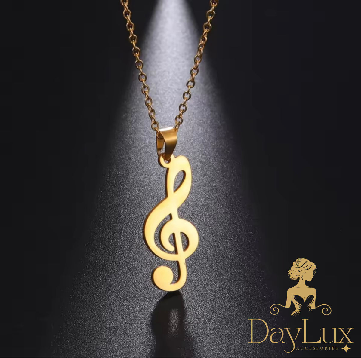 Treble Clef Necklace – Gold Tone Stainless Steel