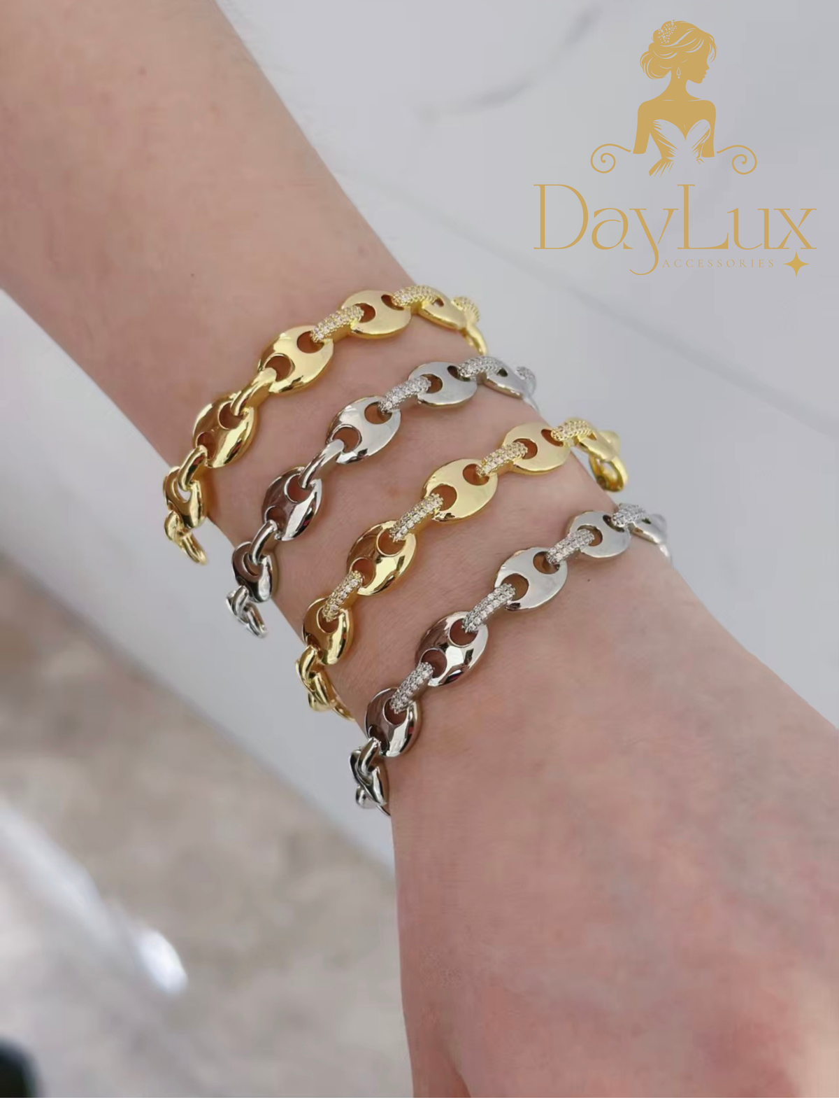 Stainless steel gold plated chain coffee bean link