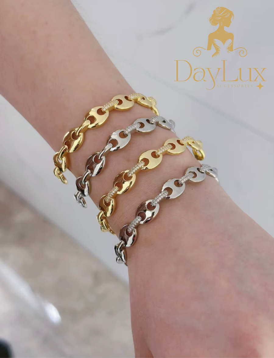 Stainless steel gold plated chain coffee bean link