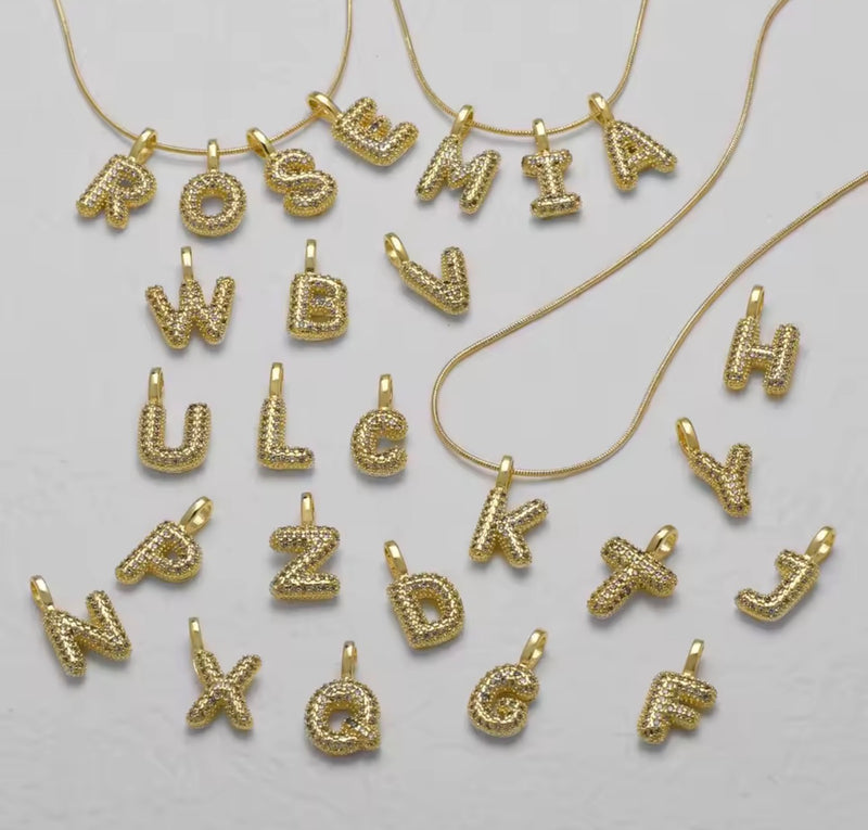 Crystal Initial Letter Charm – 18K Gold Plated
