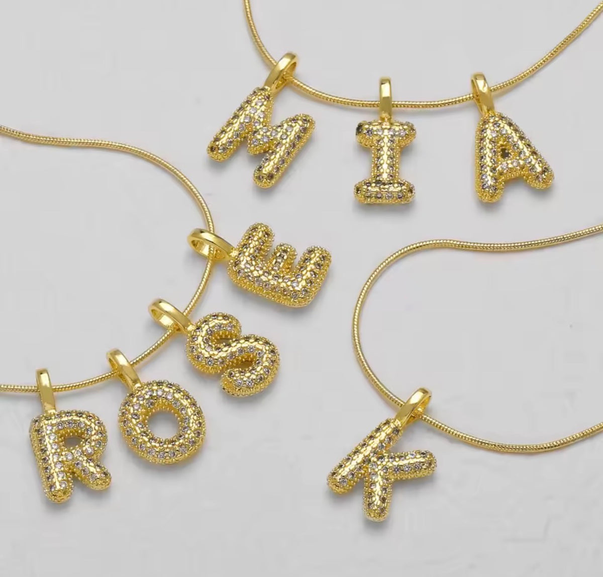 Crystal Initial Letter Charm – 18K Gold Plated