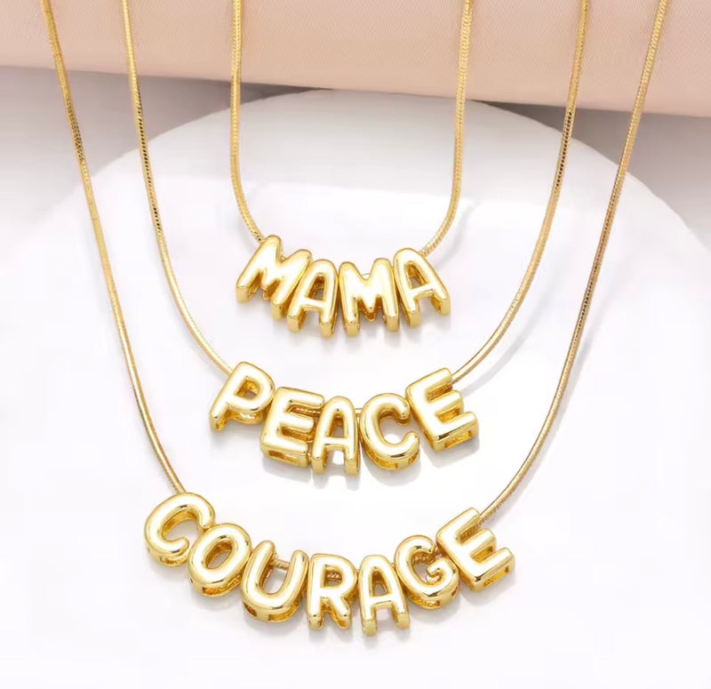 SM Bubble Letters Name Necklace – Personalized | 18K Gold Plated (LETTER ONLY)