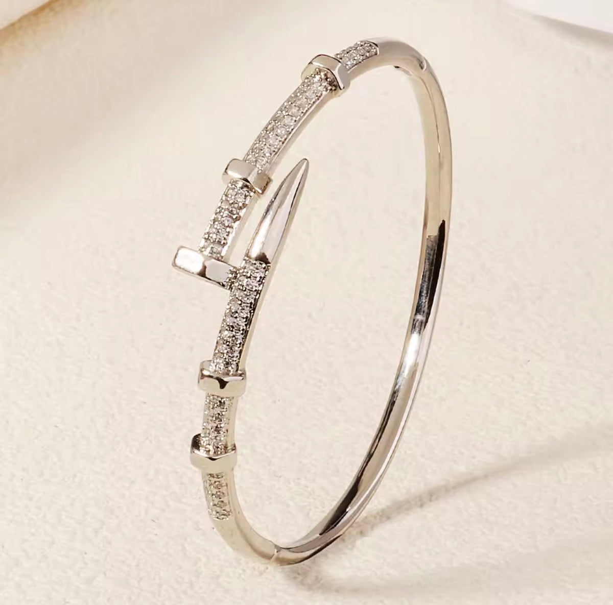 Crystal Nail Bangle  18K Gold Plated