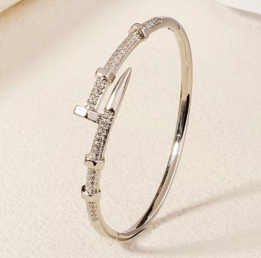 Crystal Nail Bangle  18K Gold Plated