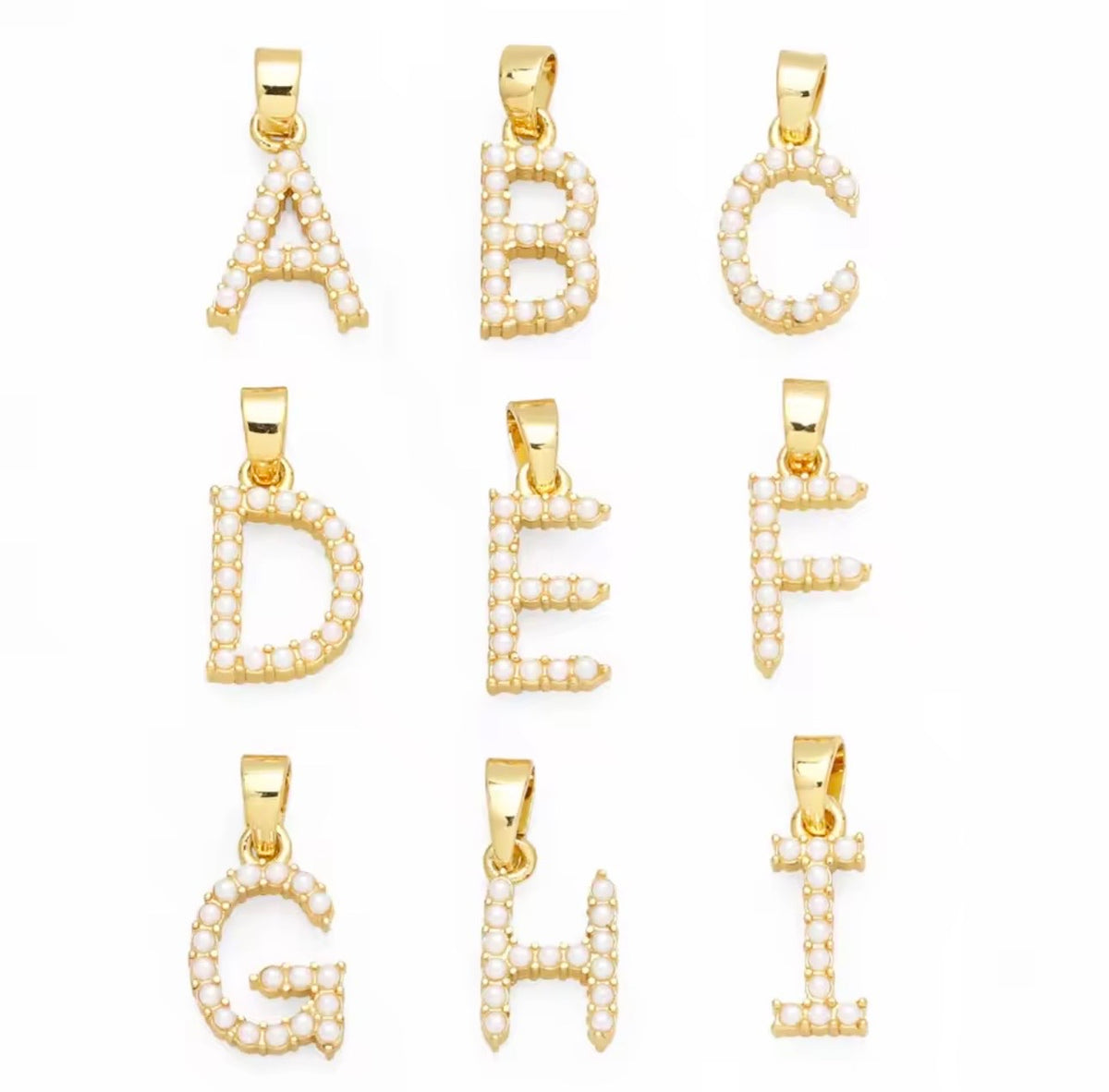Pearl Initial Letter CHARM ONLY  – 18K Gold Plated