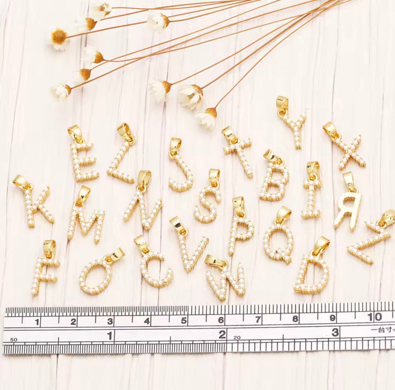 Pearl Initial Letter CHARM ONLY  – 18K Gold Plated