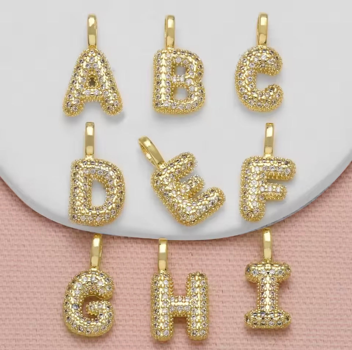 Crystal Initial Letter Charm – 18K Gold Plated