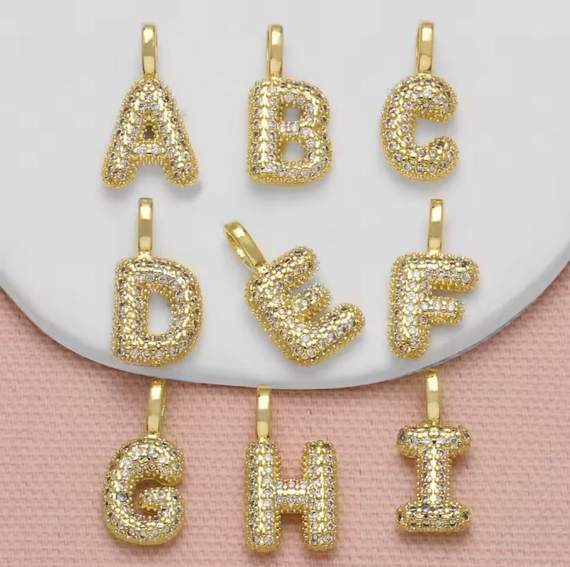 Crystal Initial Letter Charm – 18K Gold Plated