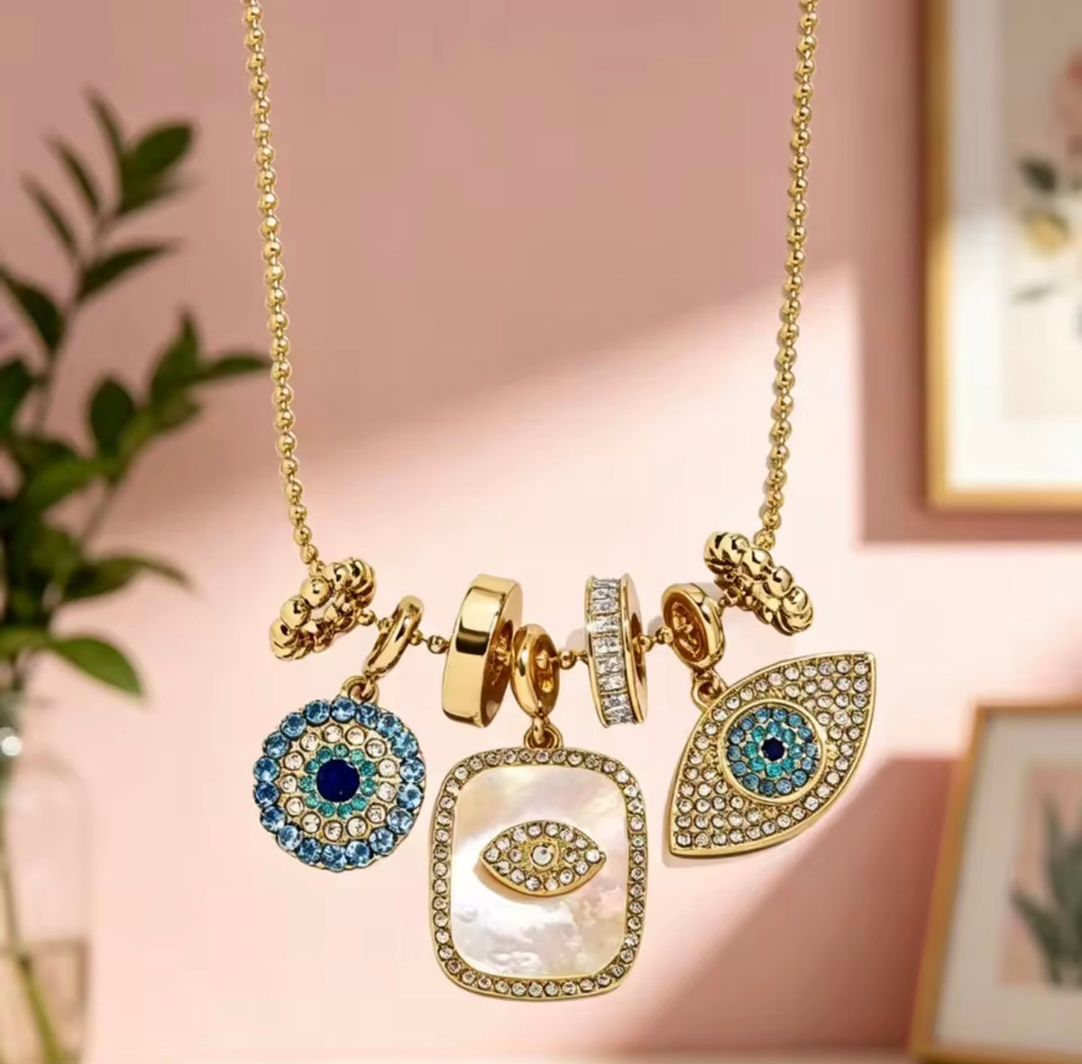 Evil Eye Charm Necklace – 18K Gold Plated