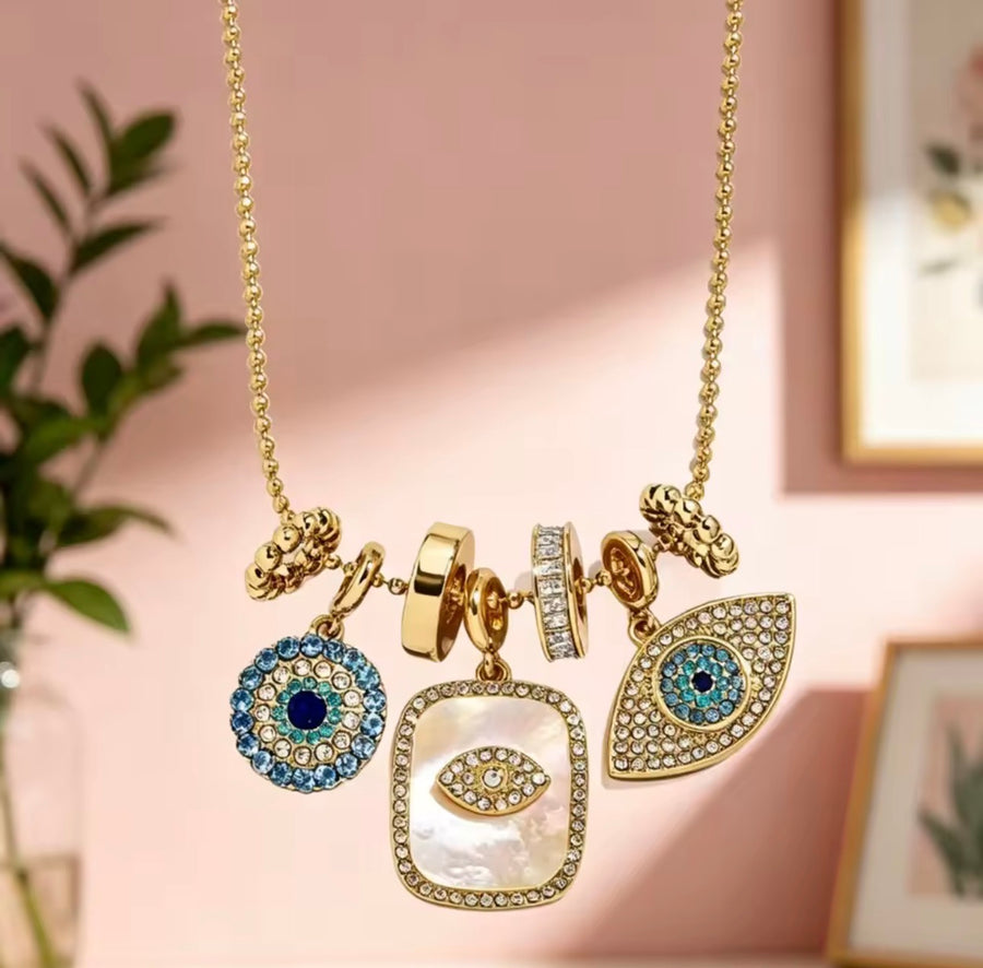 Evil Eye Charm Necklace – 18K Gold Plated