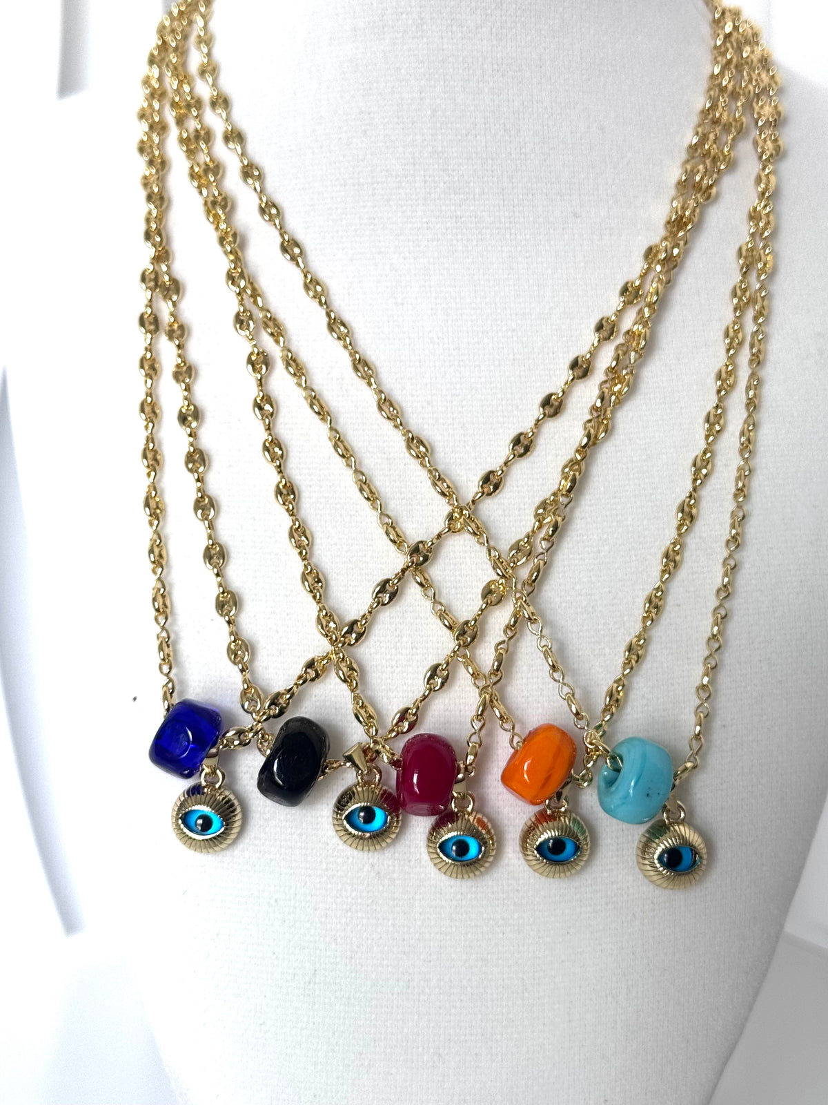 Solid Coffee Bean Link Necklace – 18K Gold Plated