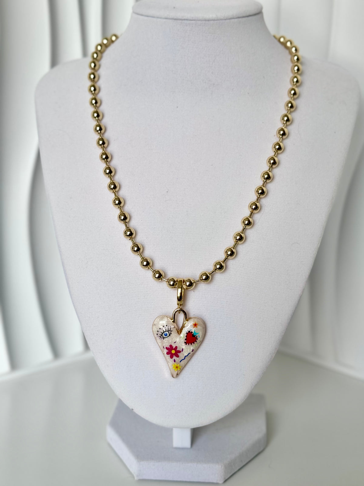 Boho Heart Charm Necklace – 18K Gold Plated