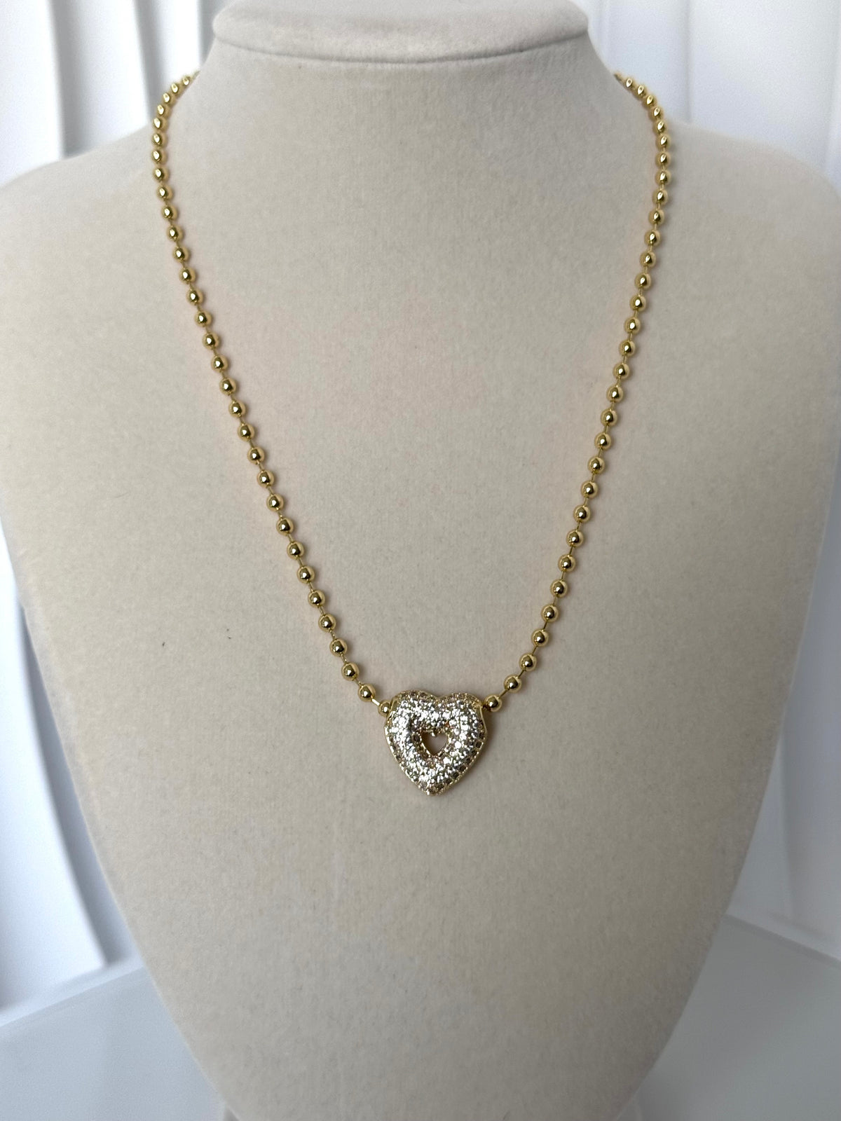 Crystal Charm Beaded Necklace – 18K Gold Plated