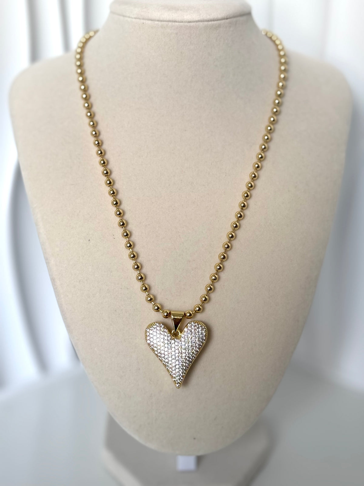 Crystal Charm Beaded Necklace – 18K Gold Plated