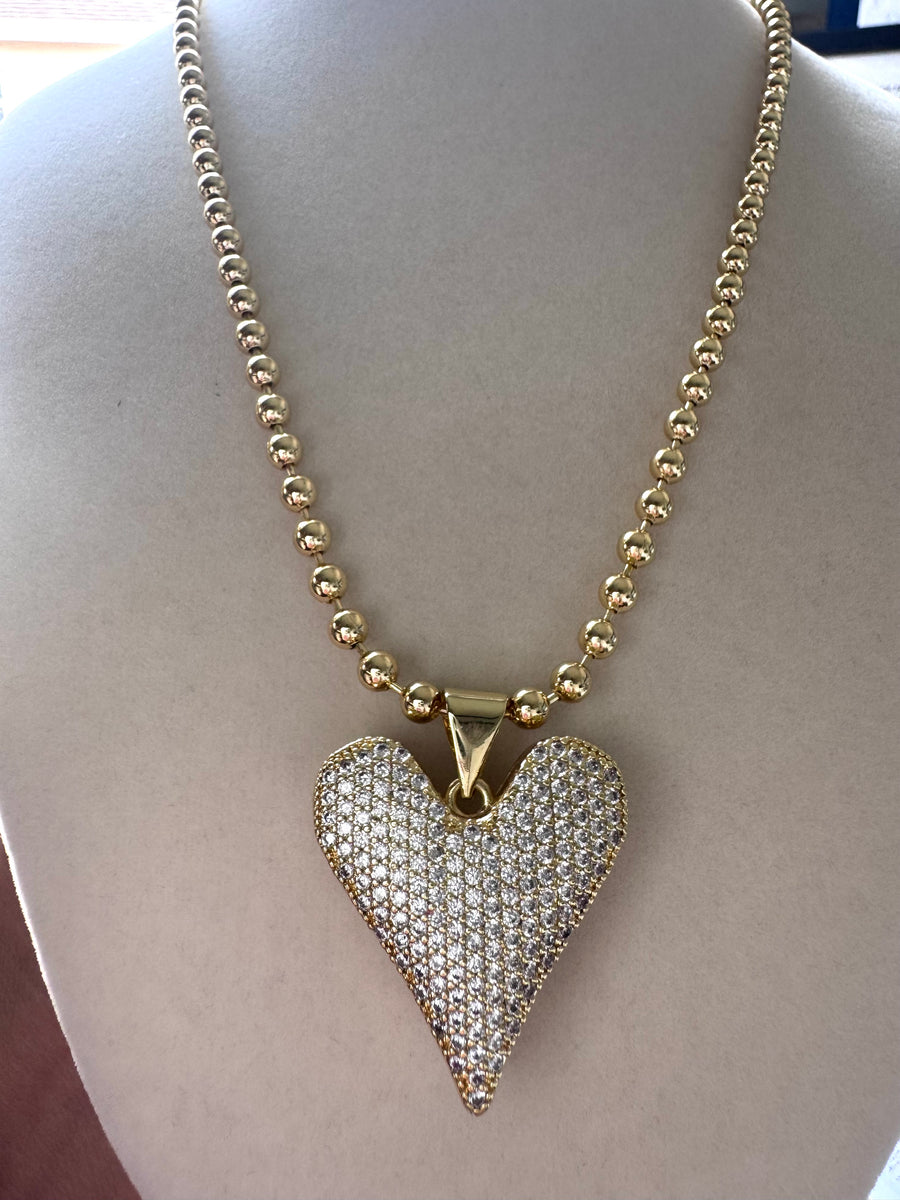 Crystal Charm Beaded Necklace – 18K Gold Plated