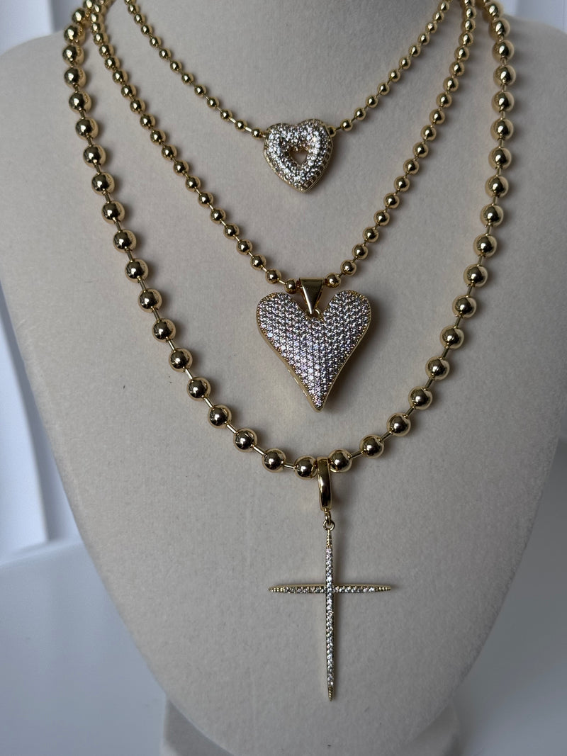 Crystal Charm Beaded Necklace – 18K Gold Plated