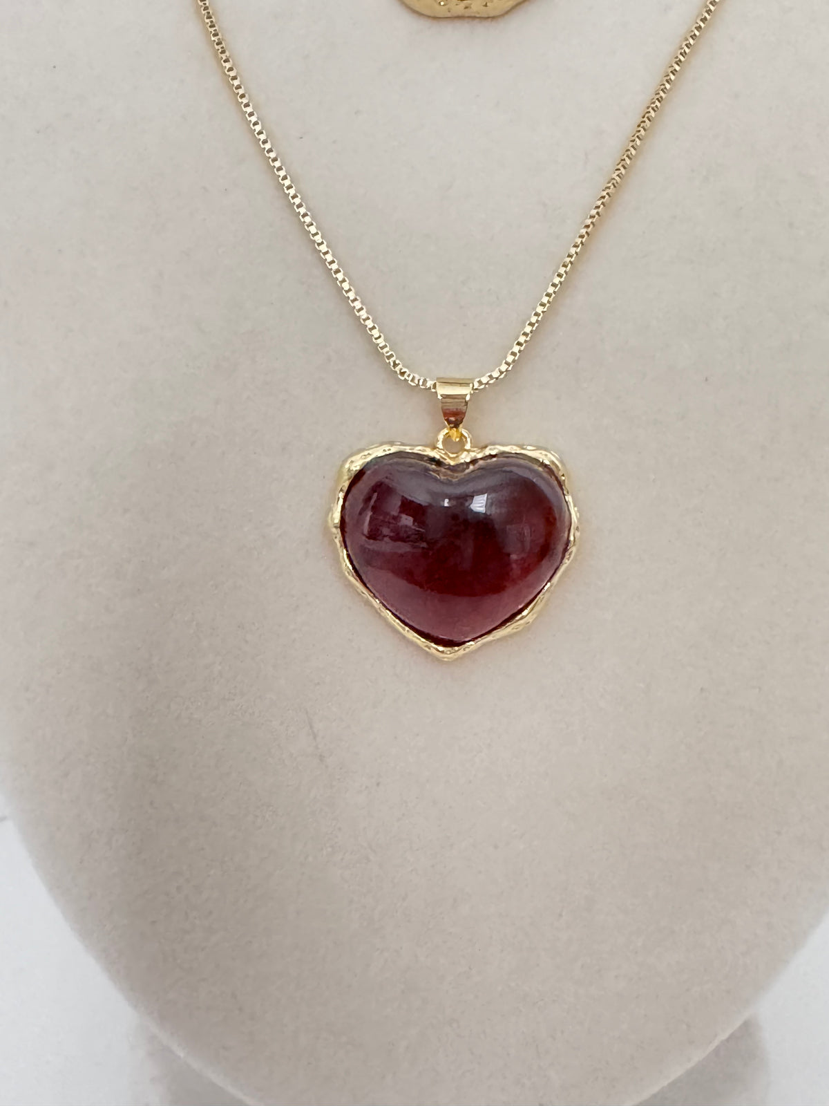 Brown Heart and circle charm Necklace – 18K Gold Plated