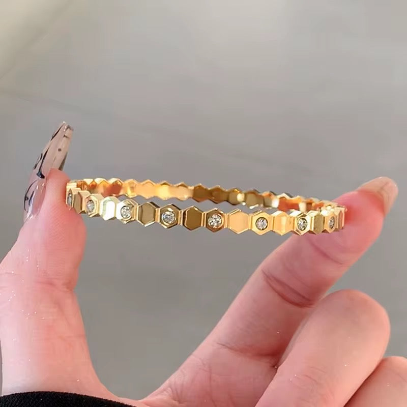 18k Gold-Plated High Grade Titanium Steel Micro-Inzet Zircon Fashion Bracelet