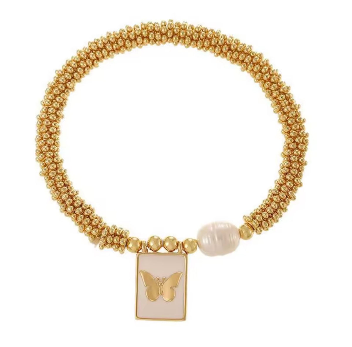 Religious Pendant Bracelets Freshwater Pearl Gold Plated