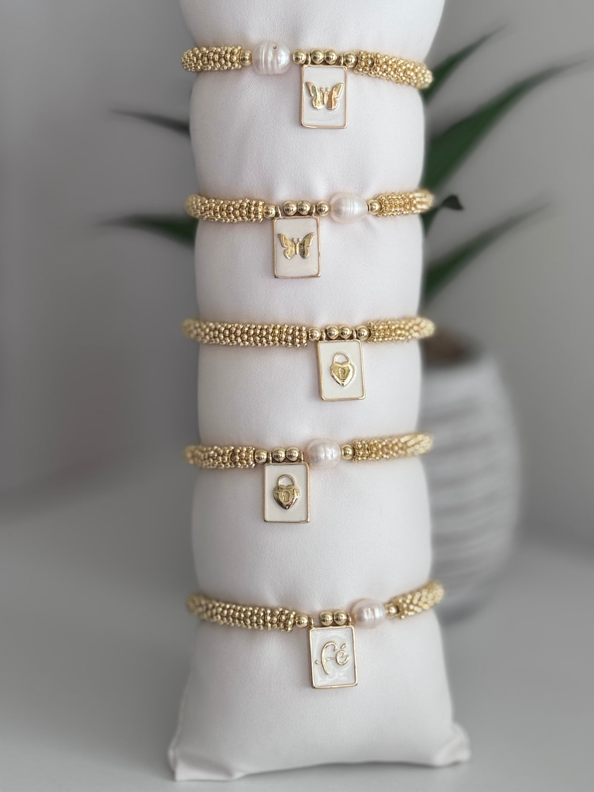 Religious Pendant Bracelets Freshwater Pearl Gold Plated