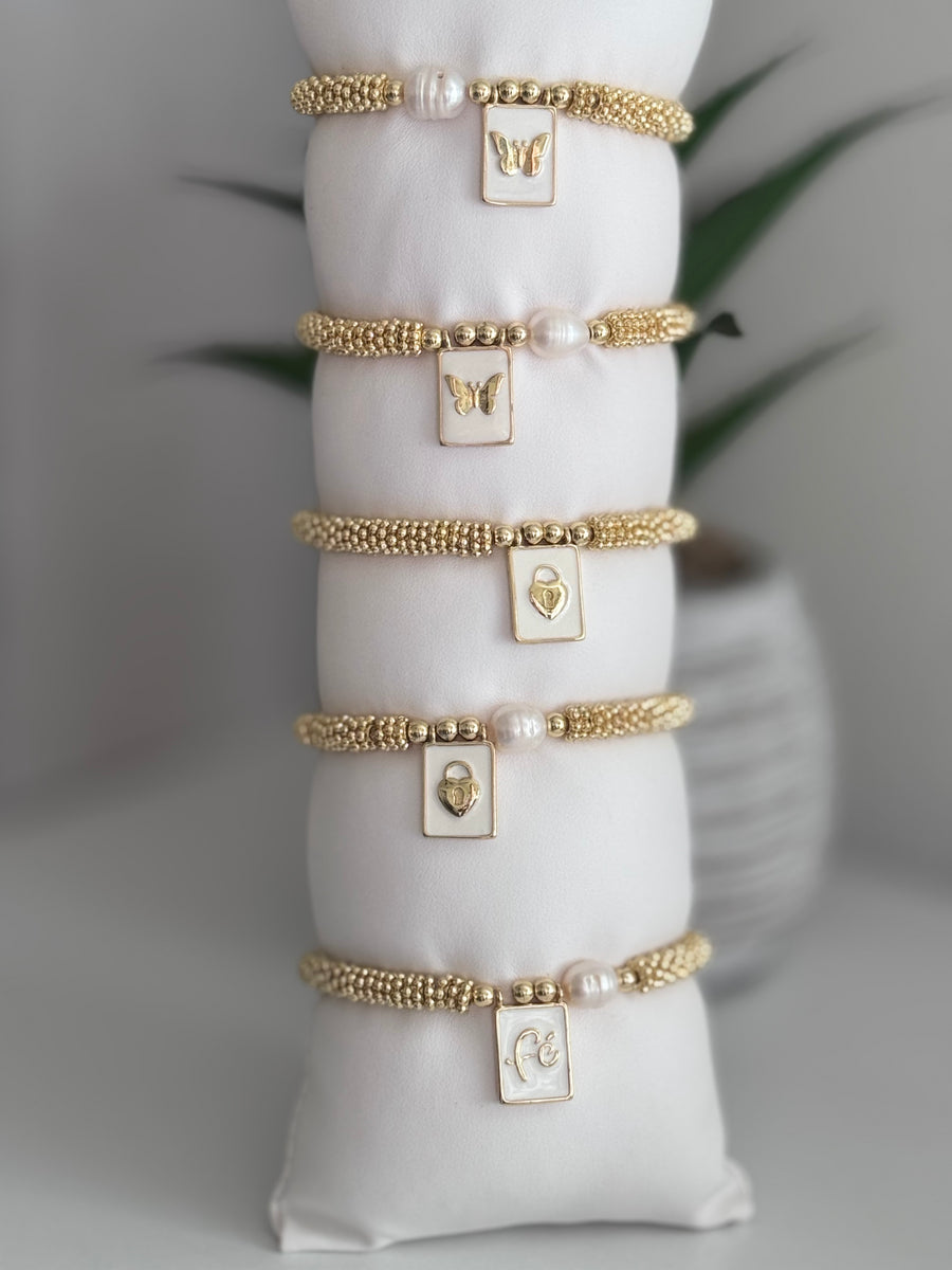 Religious Pendant Bracelets Freshwater Pearl Gold Plated