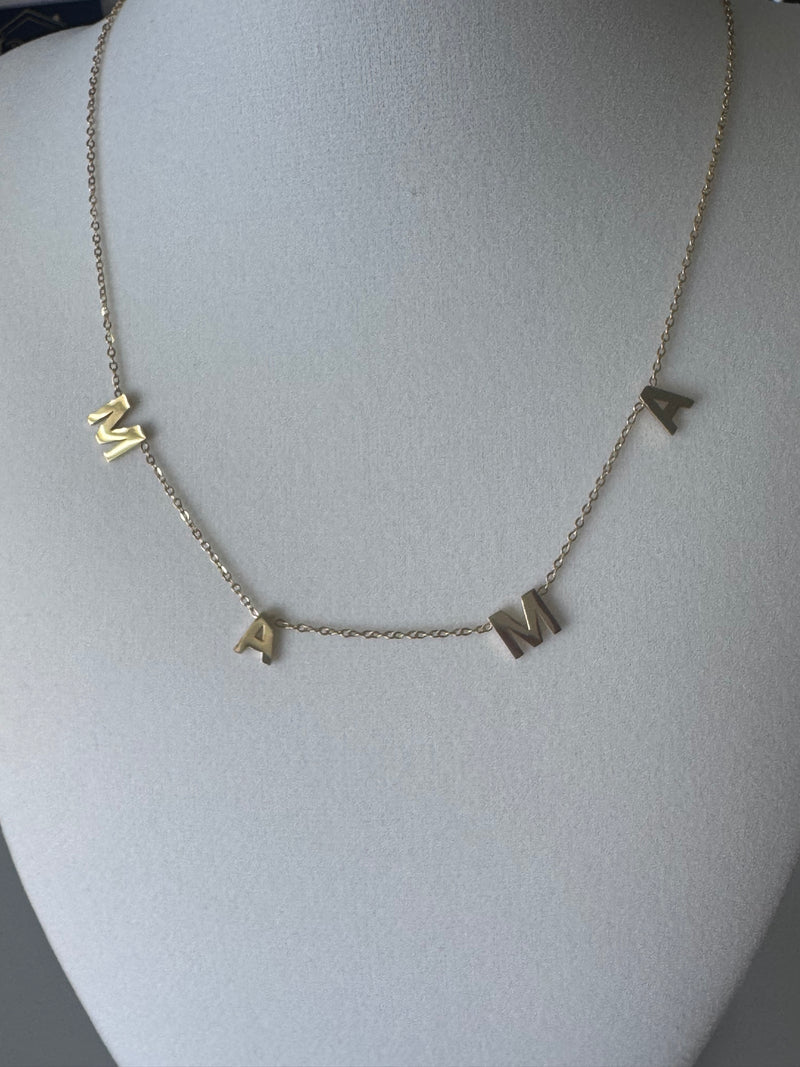 Stainless Steel MAMA Necklace Letter Necklace 16in + 2in Extender Gift for Mom