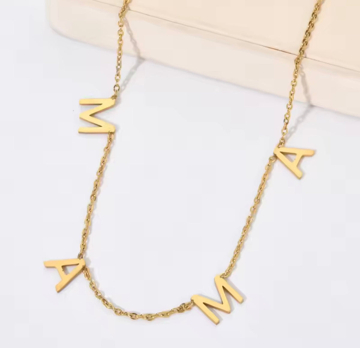 Stainless Steel MAMA Necklace Letter Necklace 16in + 2in Extender Gift for Mom