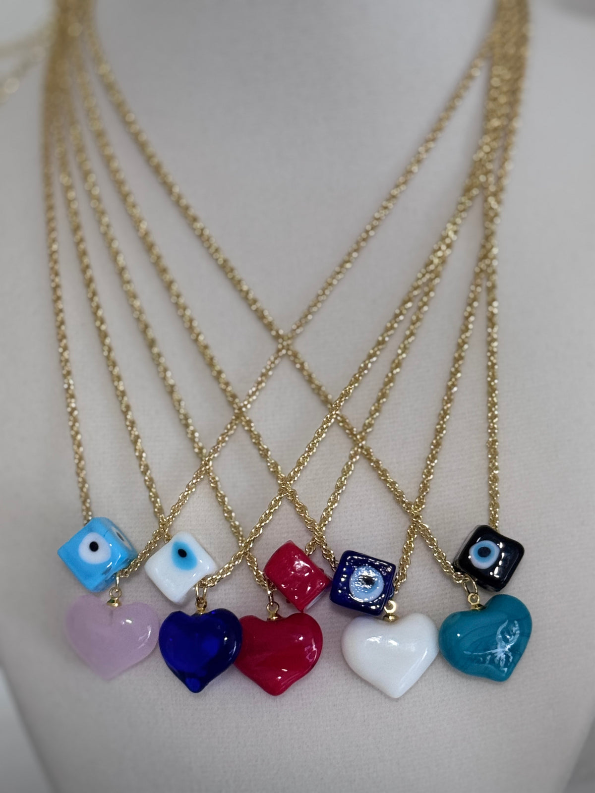 18K Gold Plated Evil Eye Heart Necklace | Available in 5 Colors