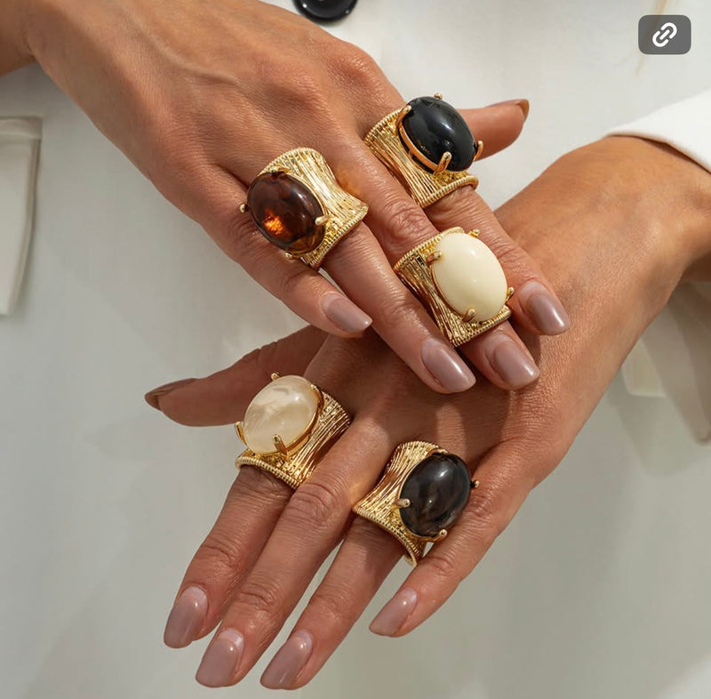 Gold Statement Ring for Women, Adjustable Fashion Ring