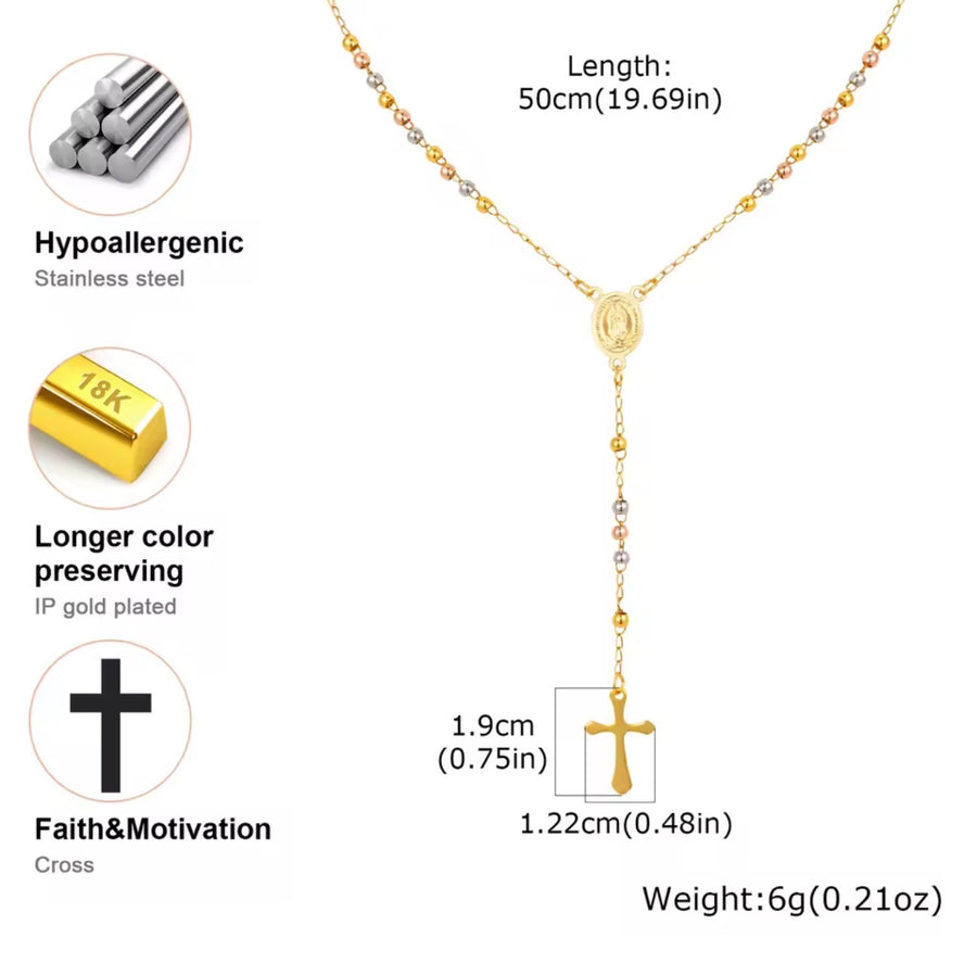 Rosary Necklace  Stainless Steel