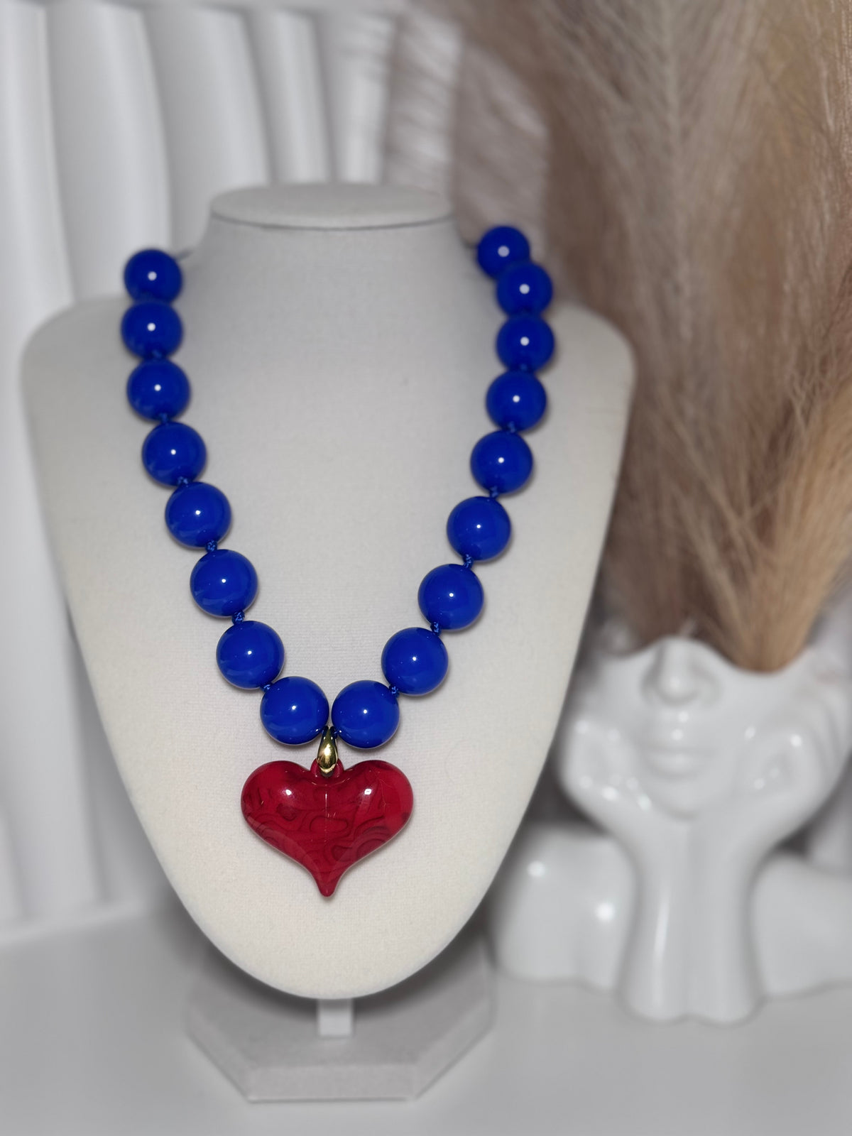 Beaded Heart Pendant Necklace for Women  Adjustable Statement Necklace