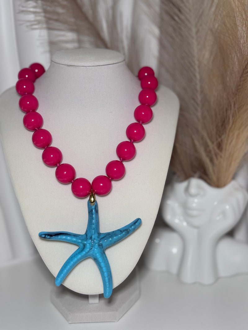 Daylux Seaside Collection | Starfish Beaded Necklace for Women | Adjustable Statement Necklace