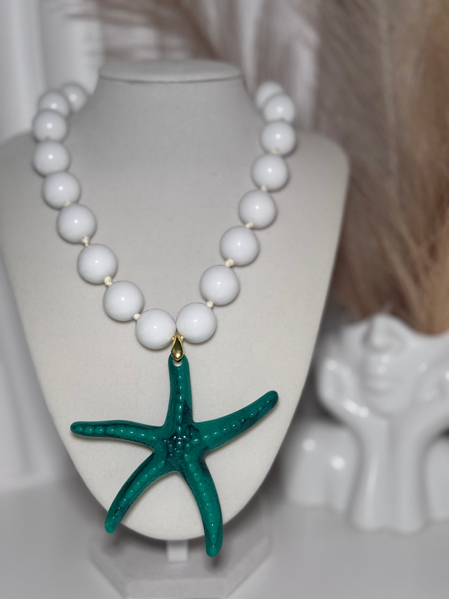 Daylux Seaside Collection | Starfish Beaded Necklace for Women | Adjustable Statement Necklace