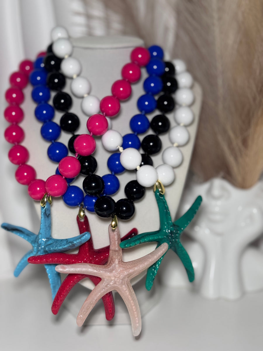 Daylux Seaside Collection | Starfish Beaded Necklace for Women | Adjustable Statement Necklace