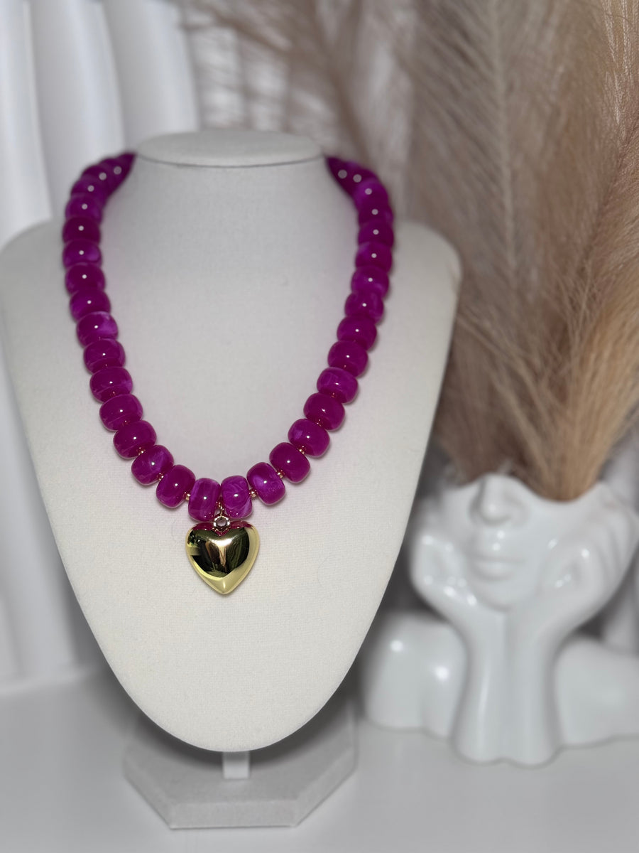 Daylux Riviera Collection | Beaded Heart Necklace for Women | Adjustable Statement Necklace
