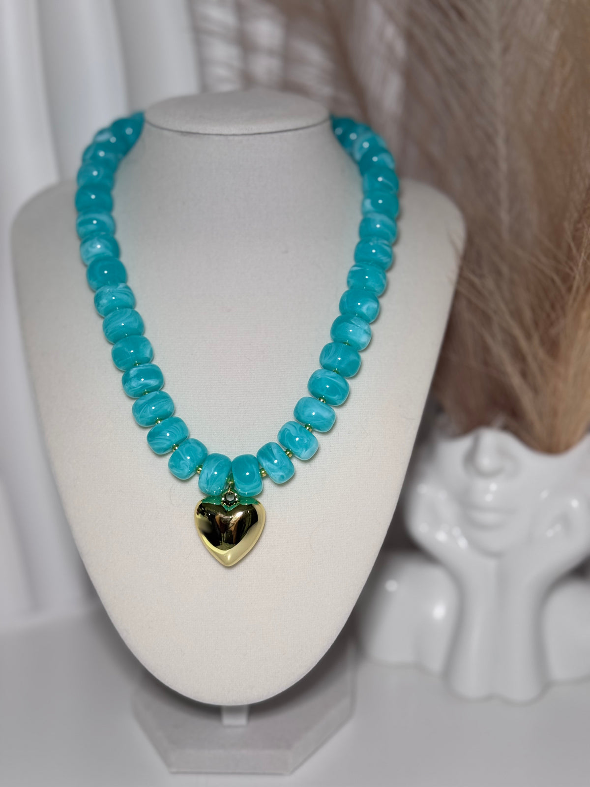 Daylux Riviera Collection | Beaded Heart Necklace for Women | Adjustable Statement Necklace
