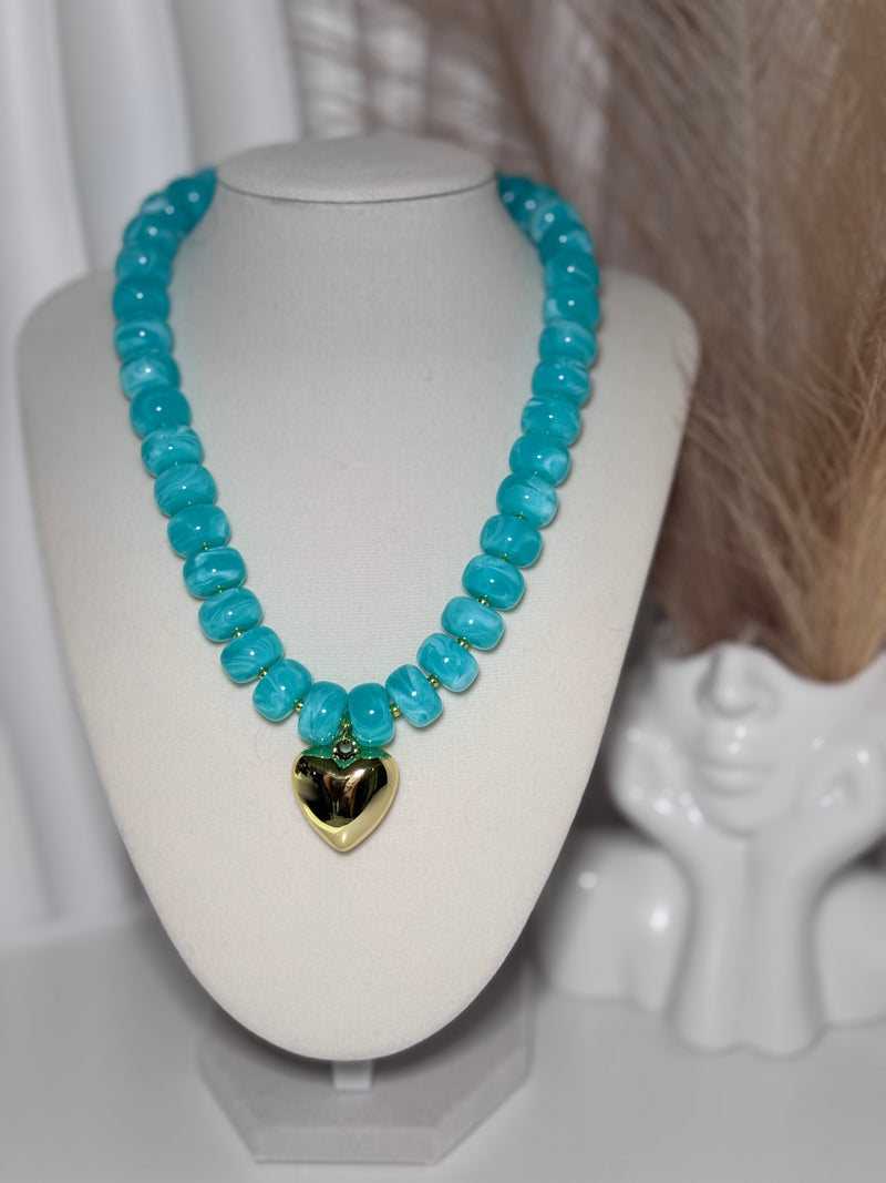 Daylux Riviera Collection | Beaded Heart Necklace for Women | Adjustable Statement Necklace