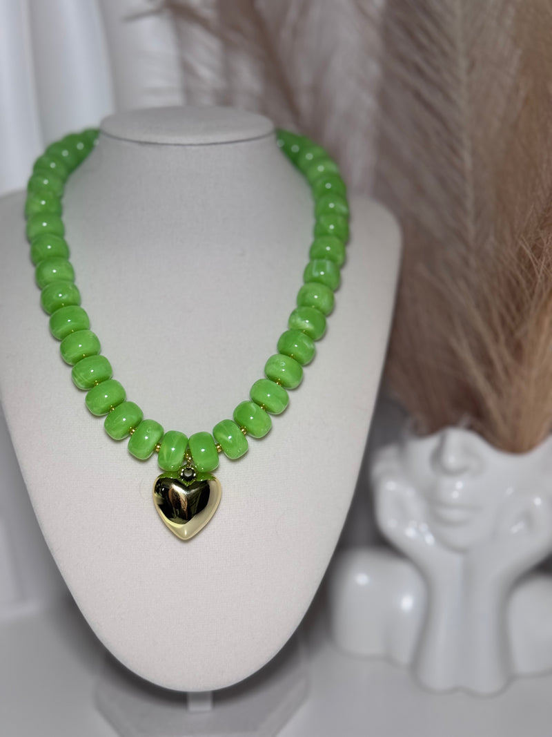 Daylux Riviera Collection | Beaded Heart Necklace for Women | Adjustable Statement Necklace